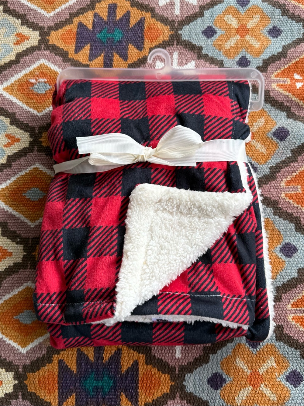 Hudson Baby Plush Mink‎ & Sherpa Blanket Buffalo Plaid 30x40 Brand New